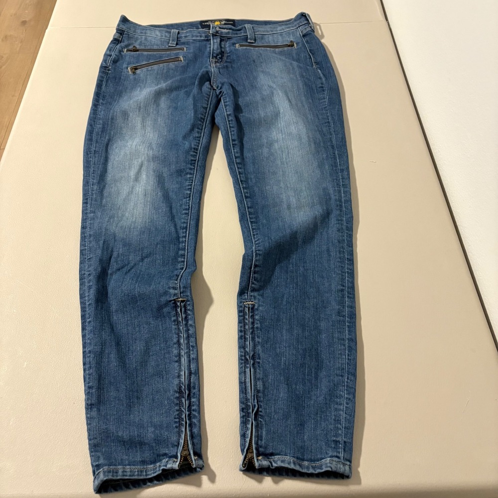 Lucky Brand Women's Blue Skinny Jeans Moto Zipper Ankle 8‎ 29 Inseam